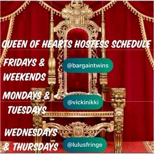 💜 QUEENS HOSTING 
SCHEDULE AS OF 2/1 💜
TODAY IS @BARGAINTWINS